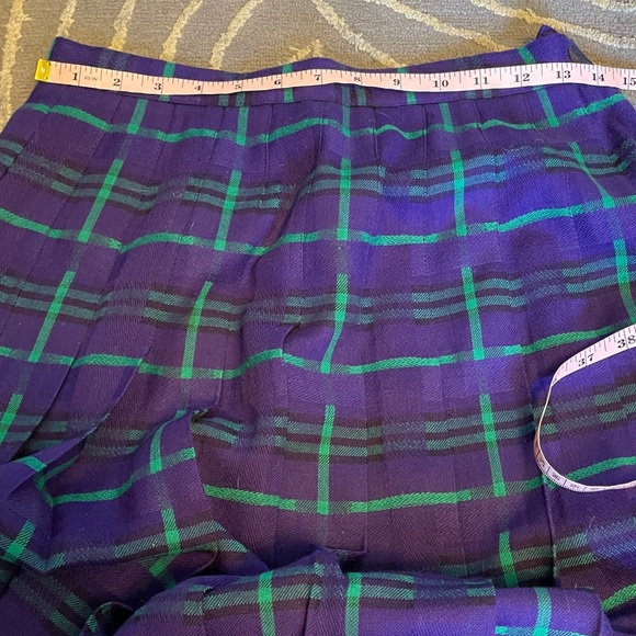 Vintage Weathervane Pleated Wool Plaid Purple and Green Midi Skirt Size 6 - Picture 7 of 8